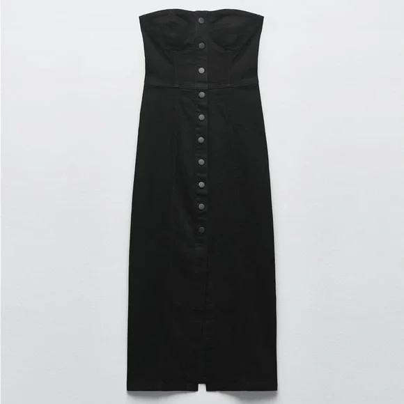 Zara Black ZW Denim Bustier Dress - Picture 14 of 16